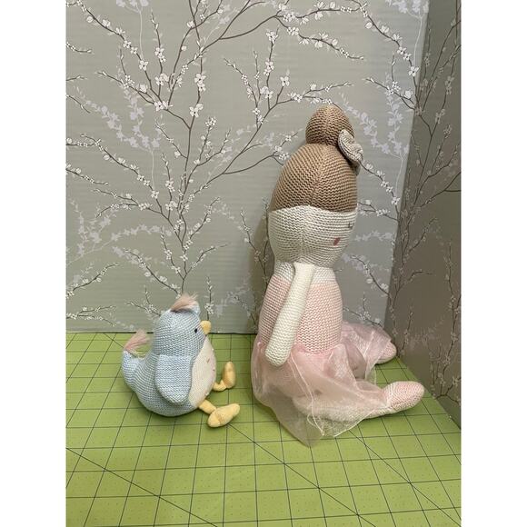 Ballerina Crotchet Plush Doll & Mudpie Bird Rattle Set Stuffed Living Textiles - Picture 3 of 8